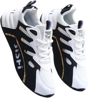 Men's Road Running Shoes - Stylish Geometric Pattern, Breathable Mesh Upper & Durable Rubber Sole, Lace-Up Closure, Low-Top Design for All-Season Outdoor Activities