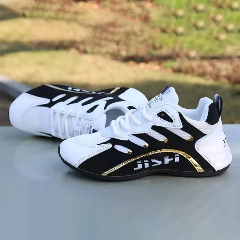 Men's Road Running Shoes - Stylish Geometric Pattern, Breathable Mesh Upper & Durable Rubber Sole, Lace-Up Closure, Low-Top Design for All-Season Outdoor Activities