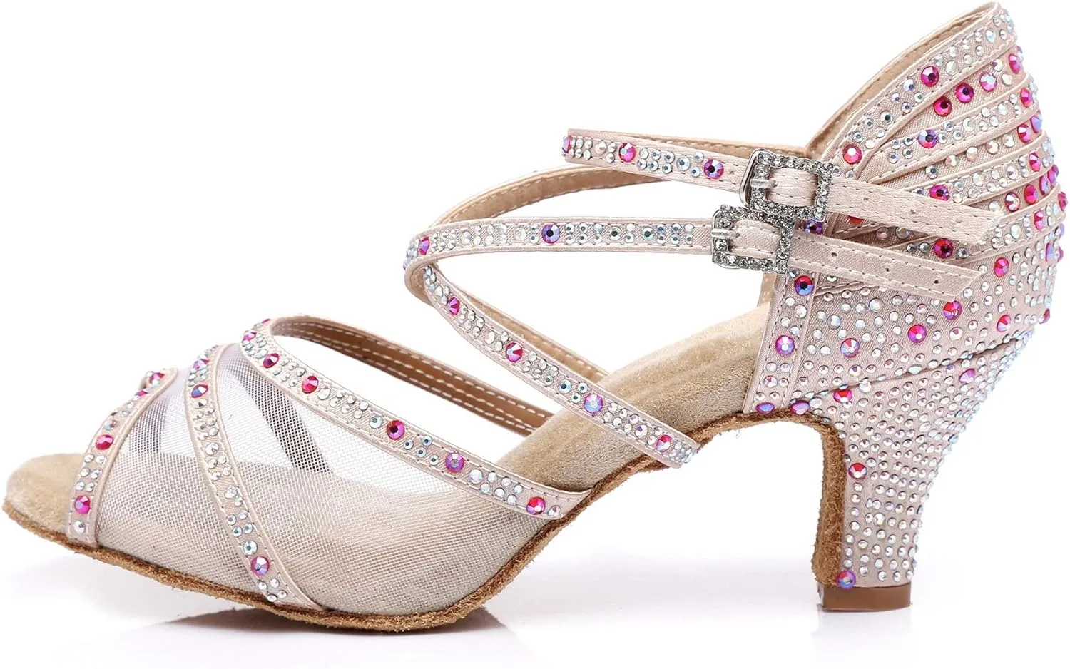 Minishion Crystals Dancing Sandals Ankle Strap Women's Dance Shoes L374