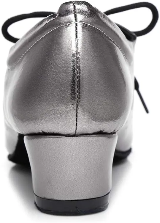 Minishion Women's Lace-up Breathable Block Low Heel Ballroom Latin Dance Shoes