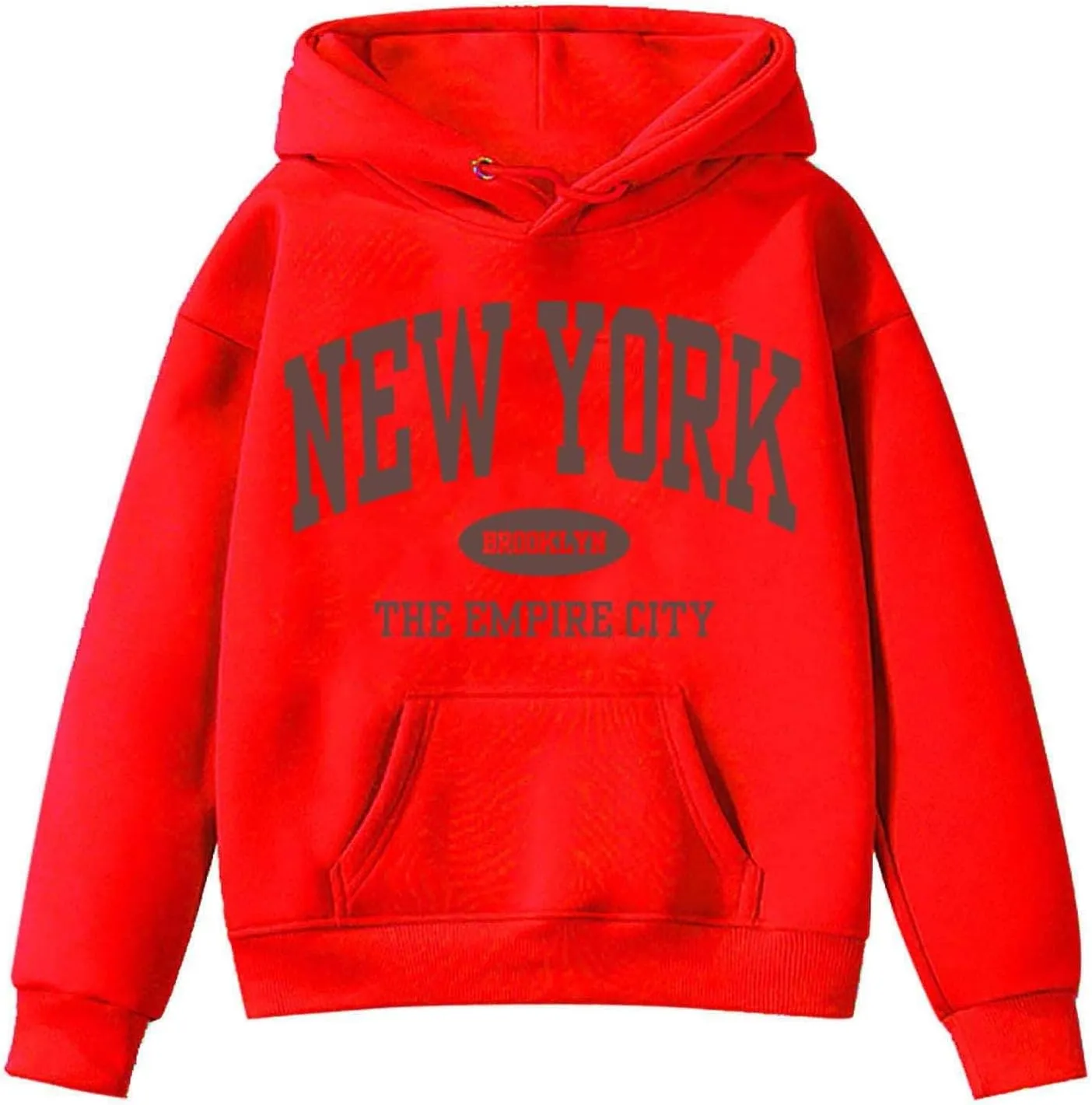 New York Letter Graphic Print Hoodies For Girls Oversized Long Sleeve Casual Spring Pullover Sweatshirt Fashion Tops