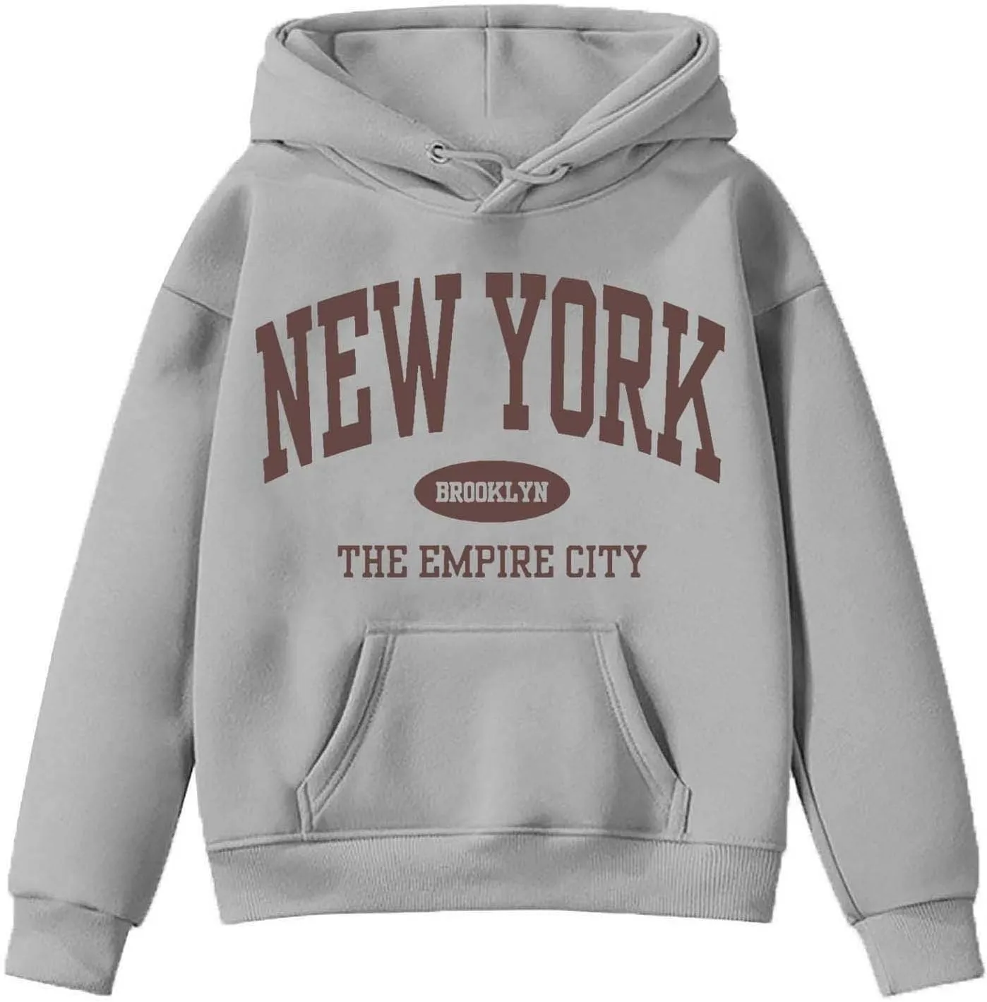 New York Letter Graphic Print Hoodies For Girls Oversized Long Sleeve Casual Spring Pullover Sweatshirt Fashion Tops