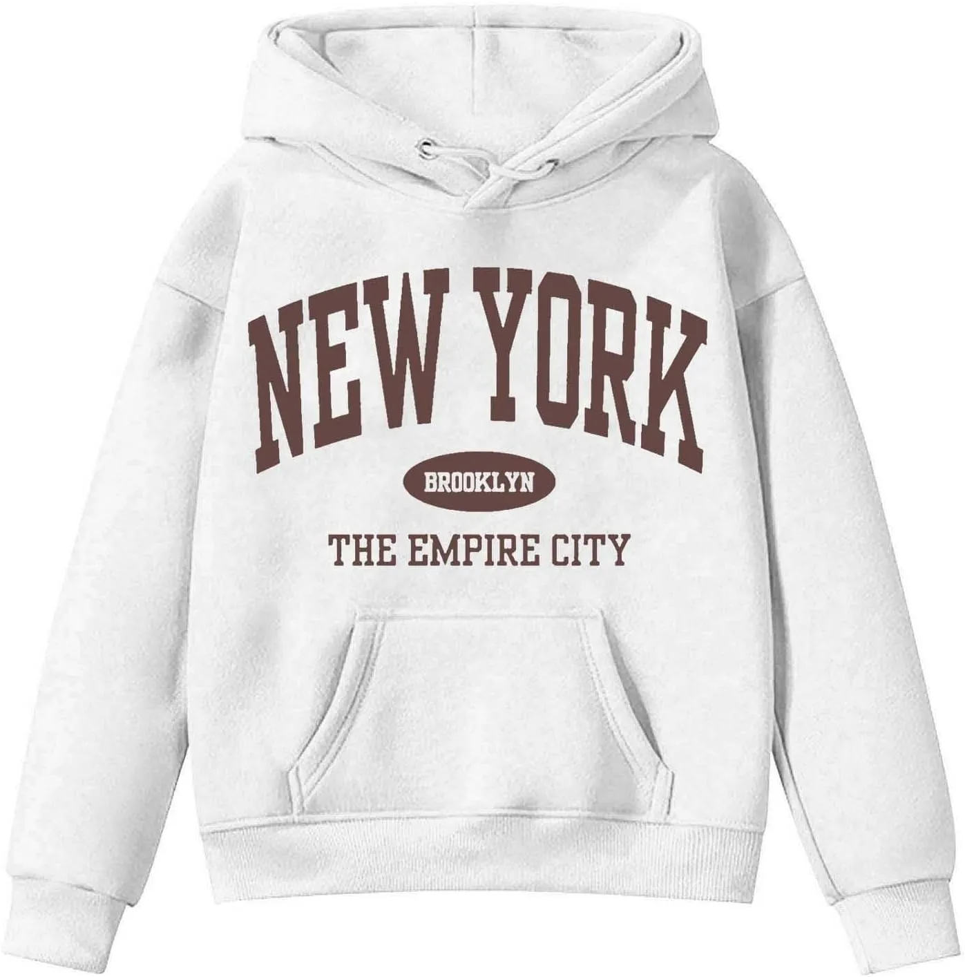 New York Letter Graphic Print Hoodies For Girls Oversized Long Sleeve Casual Spring Pullover Sweatshirt Fashion Tops
