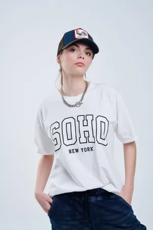 Oversized White T-Shirt With Soho New York At The Front