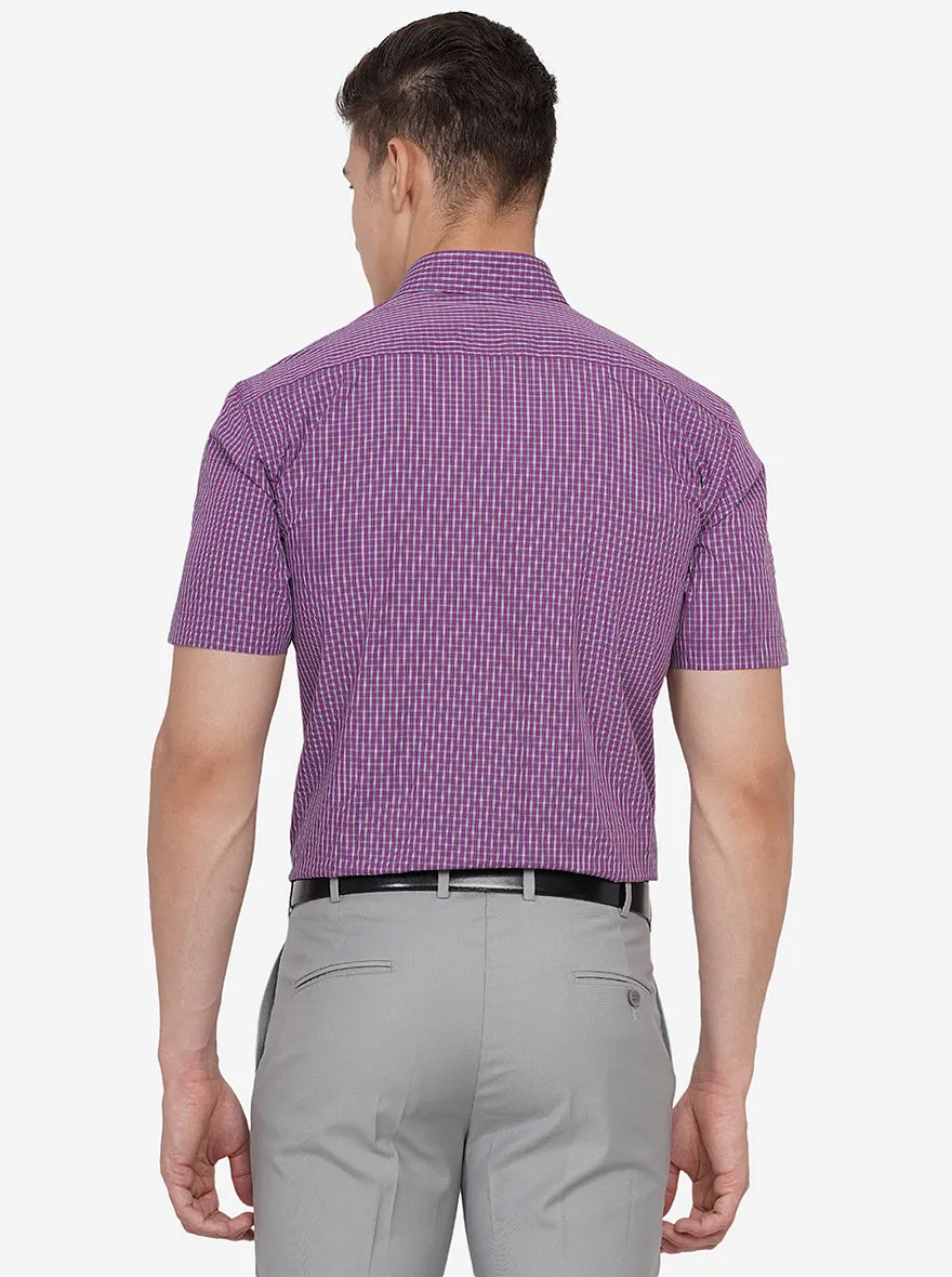 Purple Checked Regular Fit Formal Shirt | JadeBlue