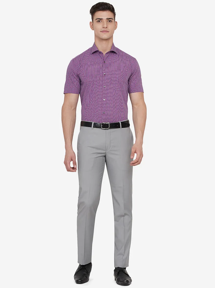 Purple Checked Regular Fit Formal Shirt | JadeBlue