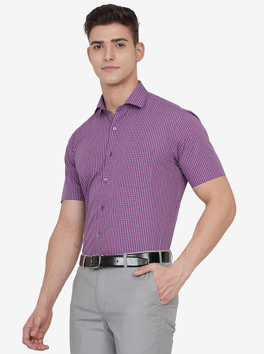 Purple Checked Regular Fit Formal Shirt | JadeBlue