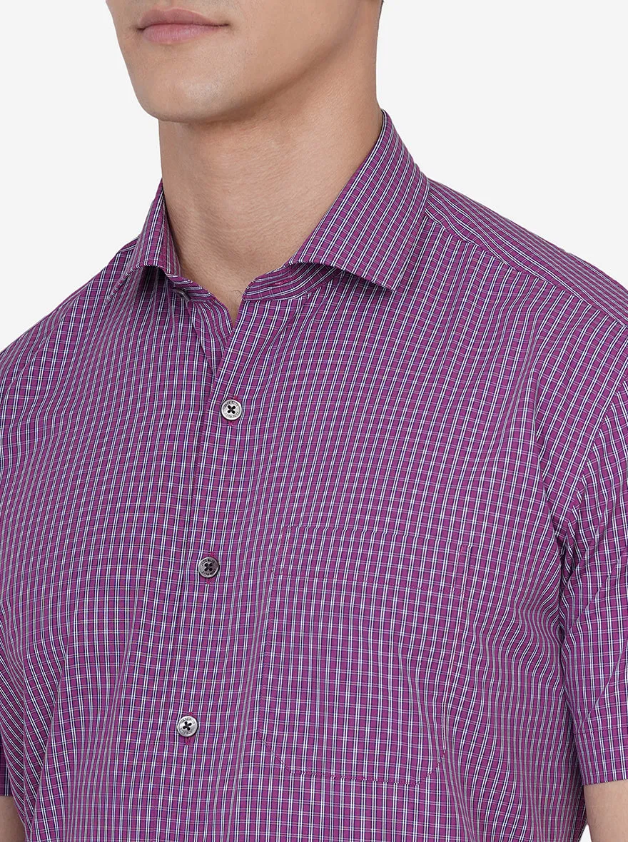 Purple Checked Regular Fit Formal Shirt | JadeBlue