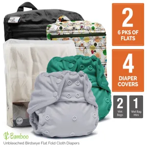 Retro Starter - One Size Flats Cloth Diaper Bundle