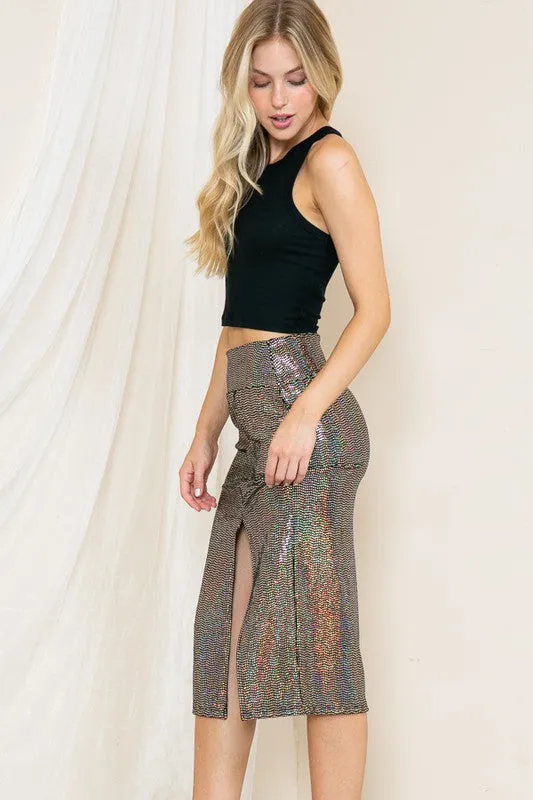 Sequin Skirt With Side Slit