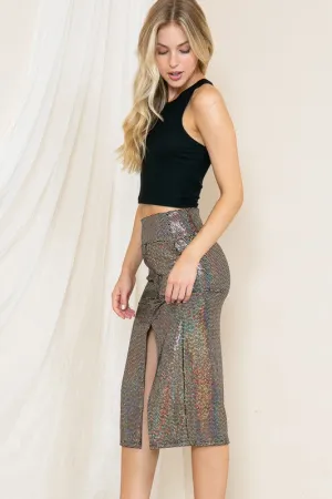 Sequin Skirt With Side Slit