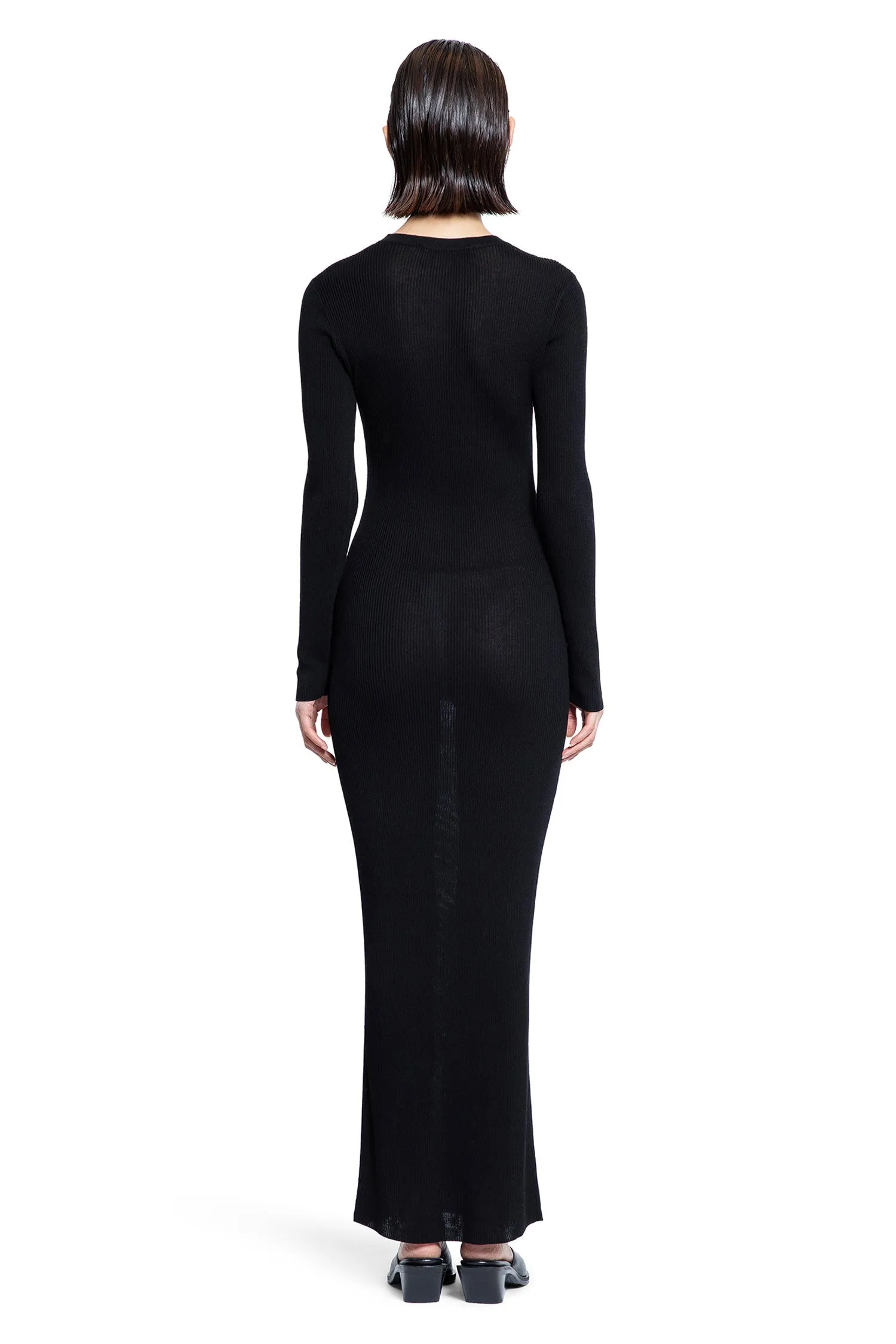 Silk Jersey Long Sleeve Maxi in Black