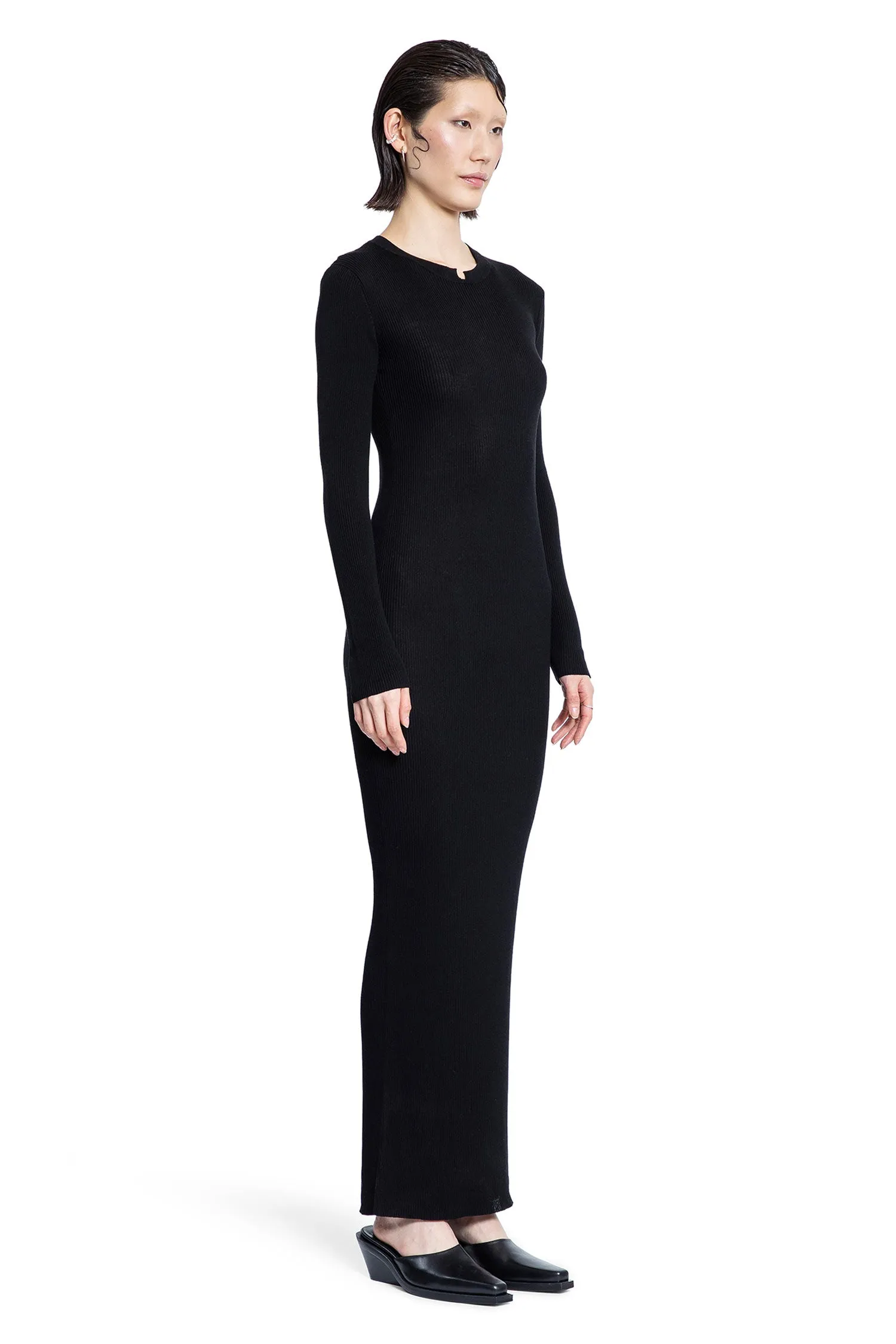 Silk Jersey Long Sleeve Maxi in Black
