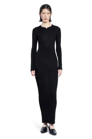 Silk Jersey Long Sleeve Maxi in Black