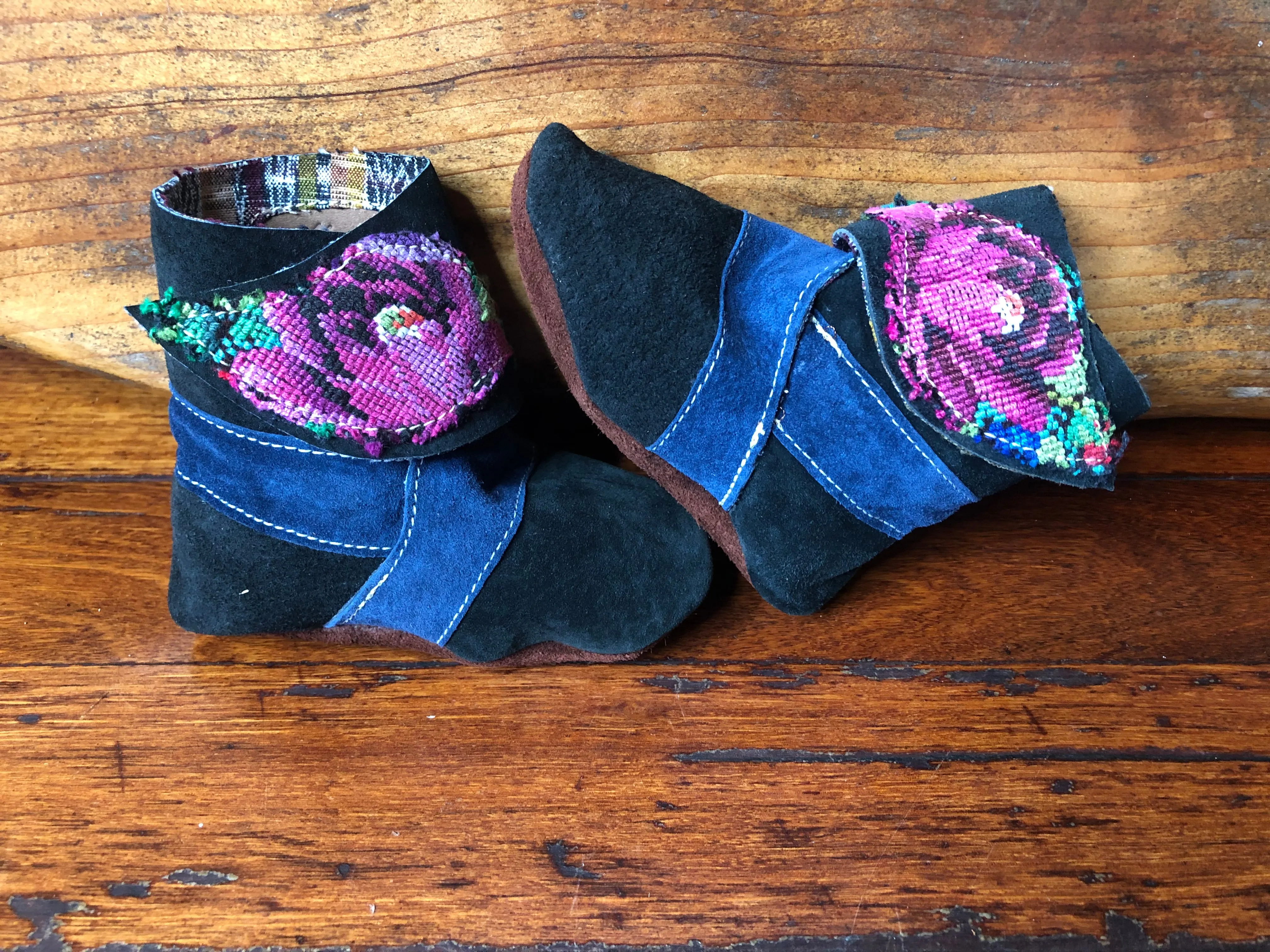 Size 23 Baby Ninja Boots - Black, Blue, Pink Lotus