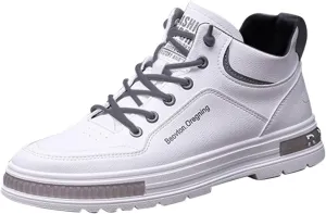 Slip on Walking Shoes Men Comfortable PU Leather Memory Foam Breathable Fashion Sneakers Non Slip Arch Support Cushioning Training Gym Shoes Wide Width