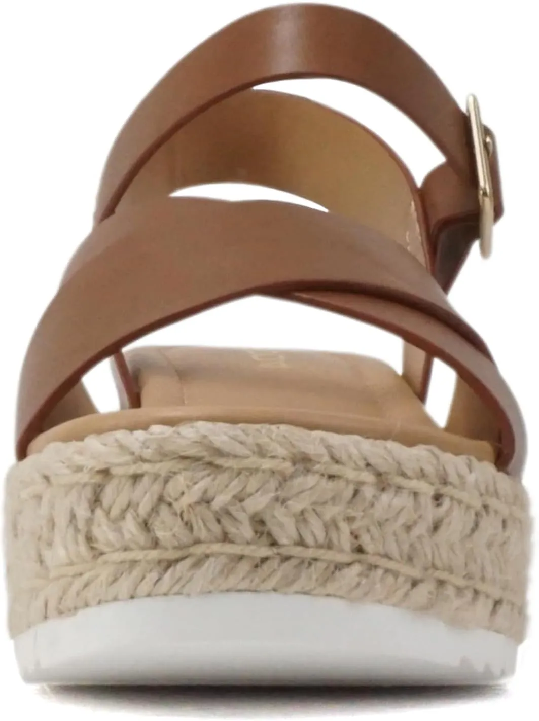 Soda FIRELY ~ Women Round Toe Crisscross Band Platform Espadrille Wedge Sandal with Adjustable Ankle Strap