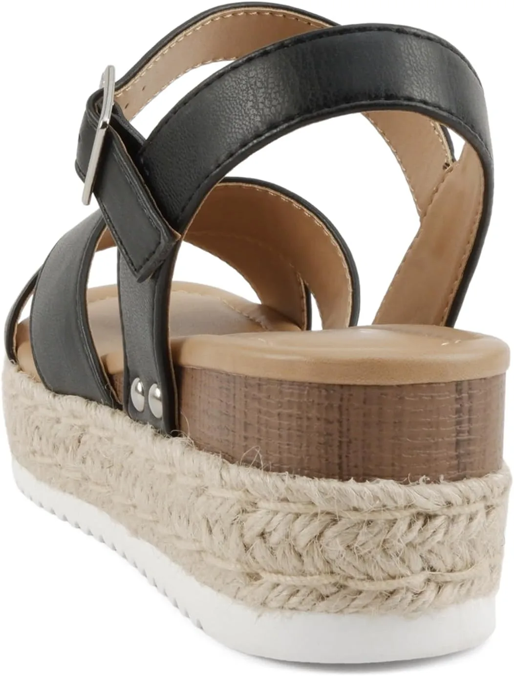 Soda FIRELY ~ Women Round Toe Crisscross Band Platform Espadrille Wedge Sandal with Adjustable Ankle Strap