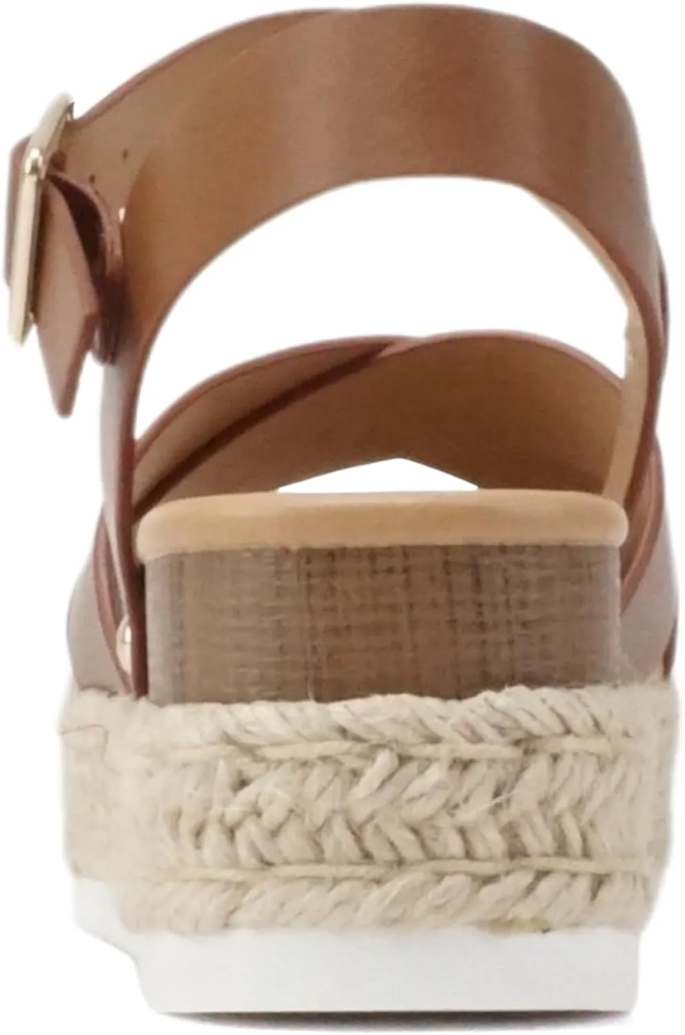 Soda FIRELY ~ Women Round Toe Crisscross Band Platform Espadrille Wedge Sandal with Adjustable Ankle Strap