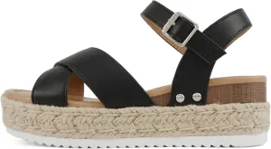 Soda FIRELY ~ Women Round Toe Crisscross Band Platform Espadrille Wedge Sandal with Adjustable Ankle Strap