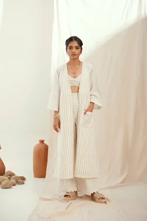 Stripe printed cotton jacket set