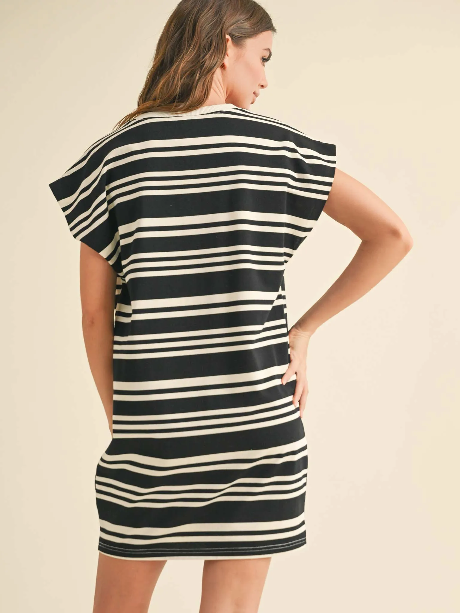 Striped Knit Black and White Mini Dress
