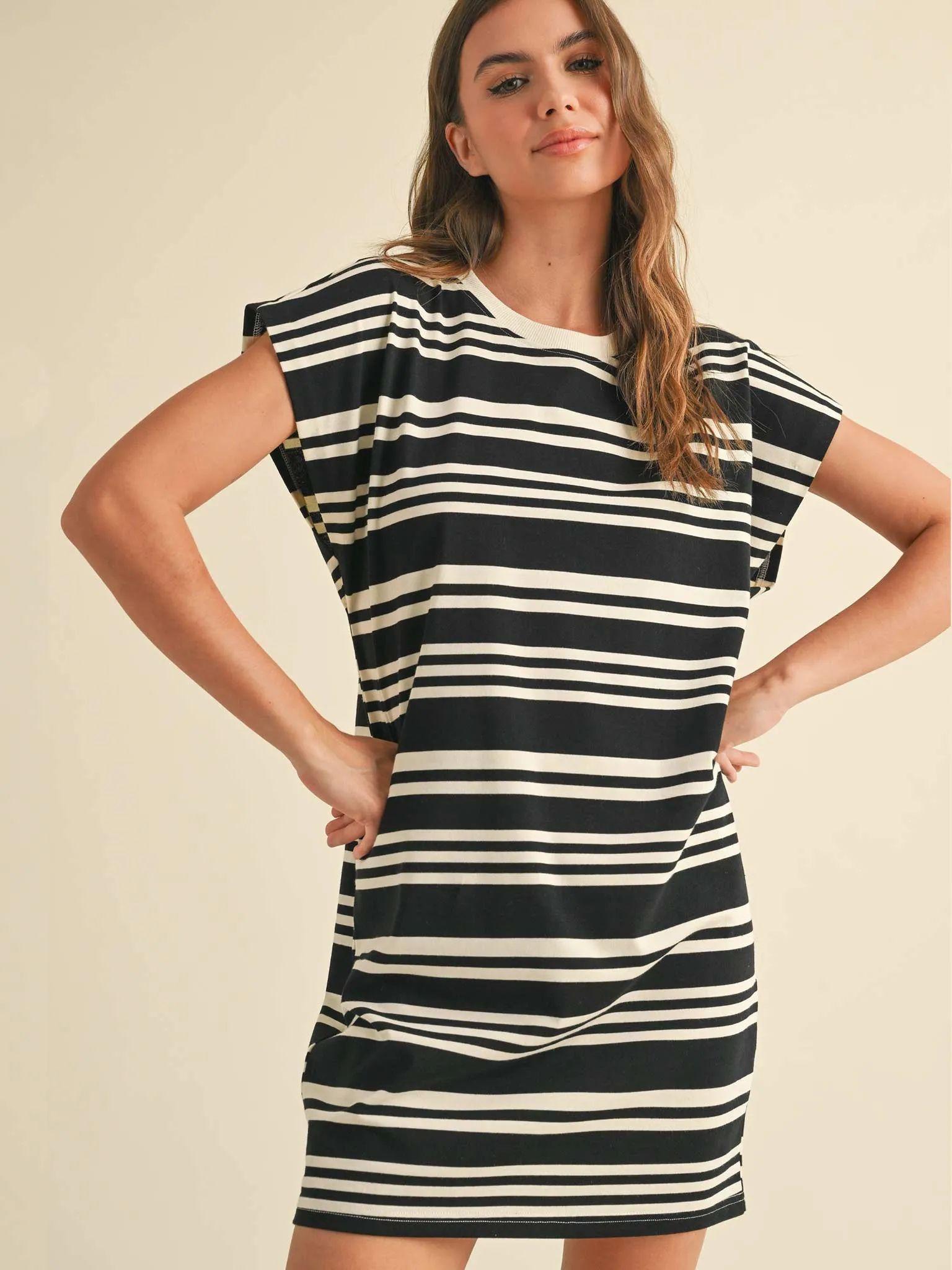 Striped Knit Black and White Mini Dress