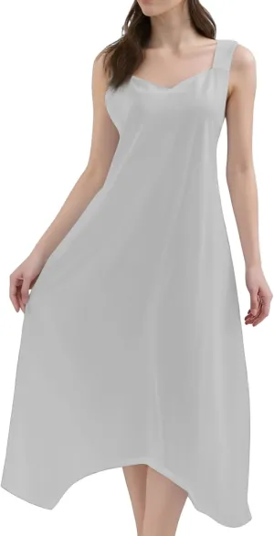 Summer Dresses for Women 2025 Casual Fashion Round Neck Sleeveless Solid Irregular Hem Midi Dress