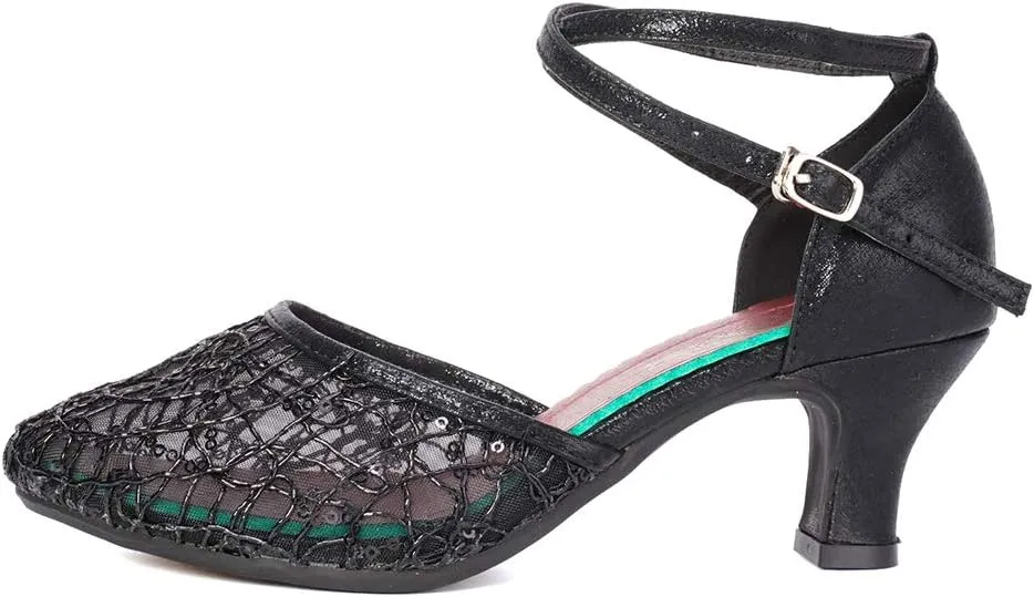 SWDZM Women's Closed Toe Ballroom Latin Dance Shoes Salsa Dancing Heels Comfortable Dress Shoes