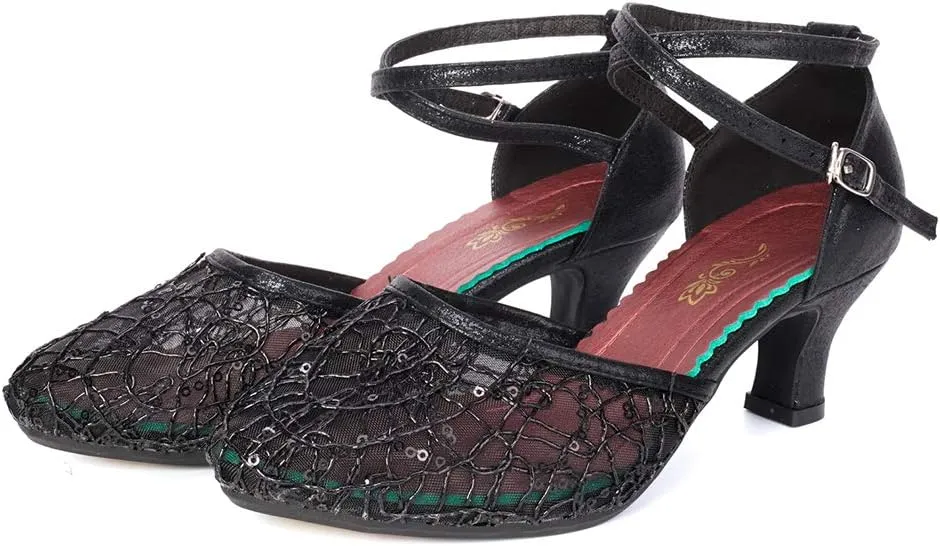 SWDZM Women's Closed Toe Ballroom Latin Dance Shoes Salsa Dancing Heels Comfortable Dress Shoes
