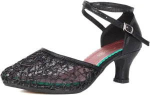SWDZM Women's Closed Toe Ballroom Latin Dance Shoes Salsa Dancing Heels Comfortable Dress Shoes