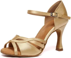 SWDZM Womens Latin Dance Shoes Satin Professional Open Toe Salsa Tango Comfortable Ballroom Practice Shoes