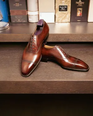 Tan Leather Farida Brogue Toe Cap Oxfords - Formal Shoes - AW24
