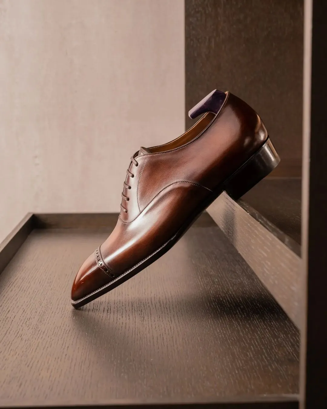 Tan Leather Farida Brogue Toe Cap Oxfords - Formal Shoes - AW24