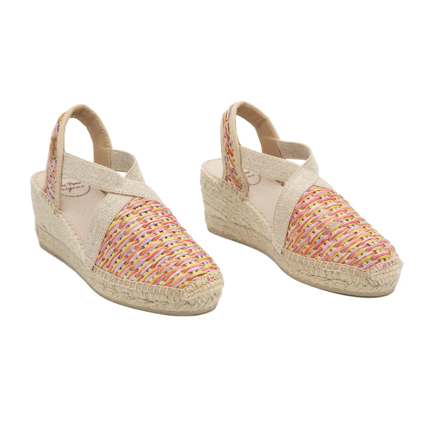 Vegan Multicolored Raffia Wedge Espadrilles For Women - Terra-CS