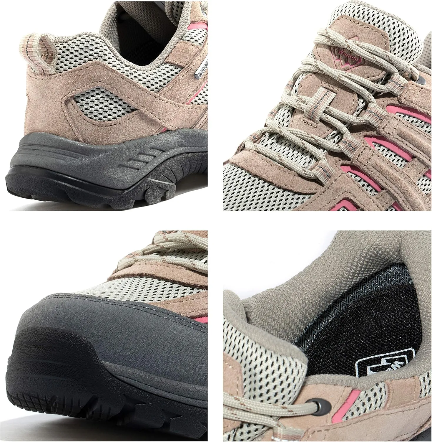wantdo Women's Waterproof Hiking Shoes Wide Width Lightweight Trail Trekking Shoe Walking Outdoor Sneakers