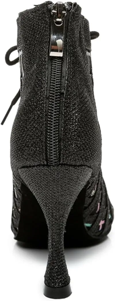 Women's Breathable Mesh Open Toe Ballroom Rumba Party Wedding Practice Performence Dance Shoes Boots