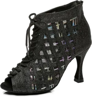 Women's Breathable Mesh Open Toe Ballroom Rumba Party Wedding Practice Performence Dance Shoes Boots