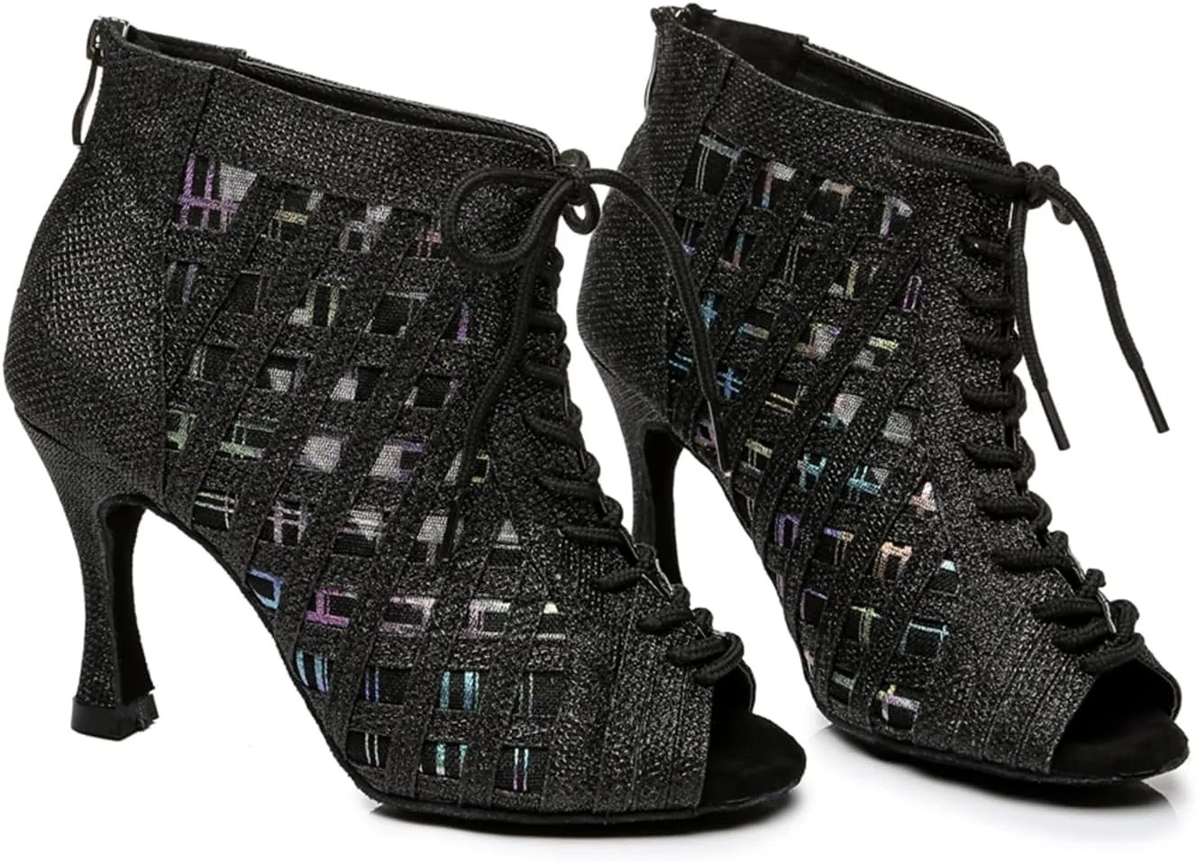 Women's Breathable Mesh Open Toe Ballroom Rumba Party Wedding Practice Performence Dance Shoes Boots