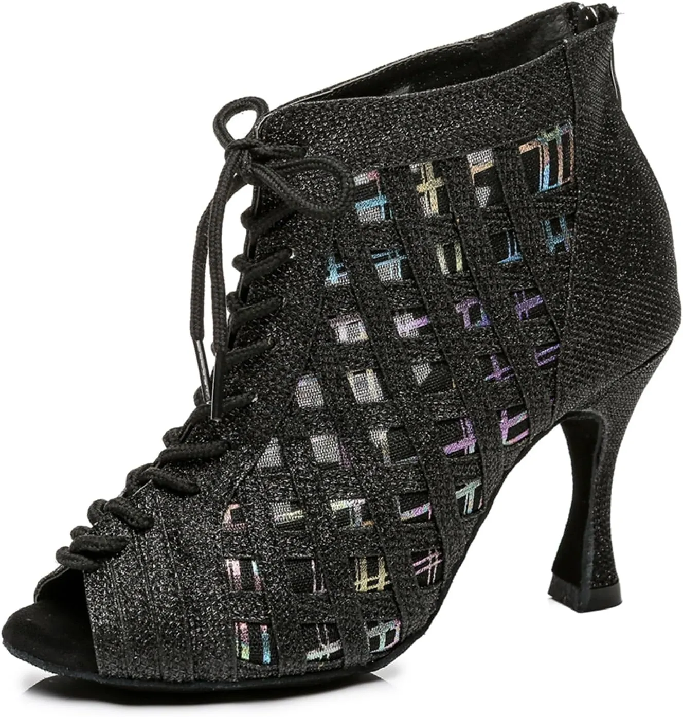 Women's Breathable Mesh Open Toe Ballroom Rumba Party Wedding Practice Performence Dance Shoes Boots