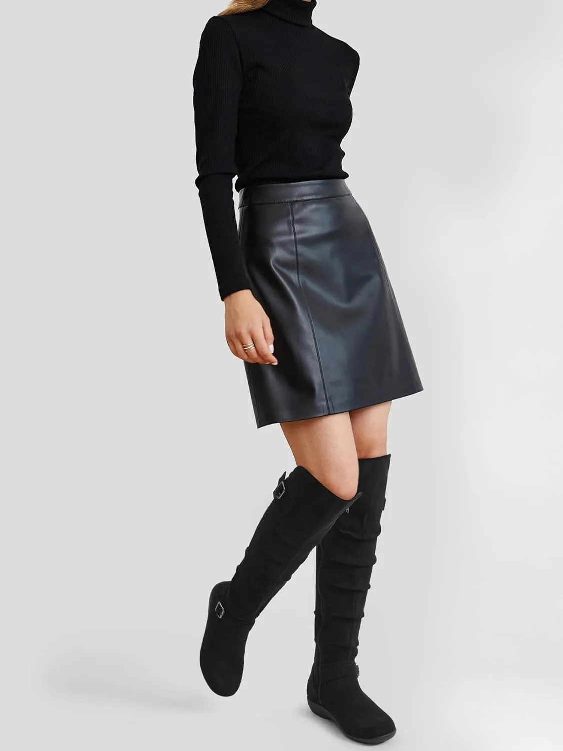 Women's Knee High Slouchy Boots Flat Tall Boots for Women Pull On Fall Boots with Side Zipper