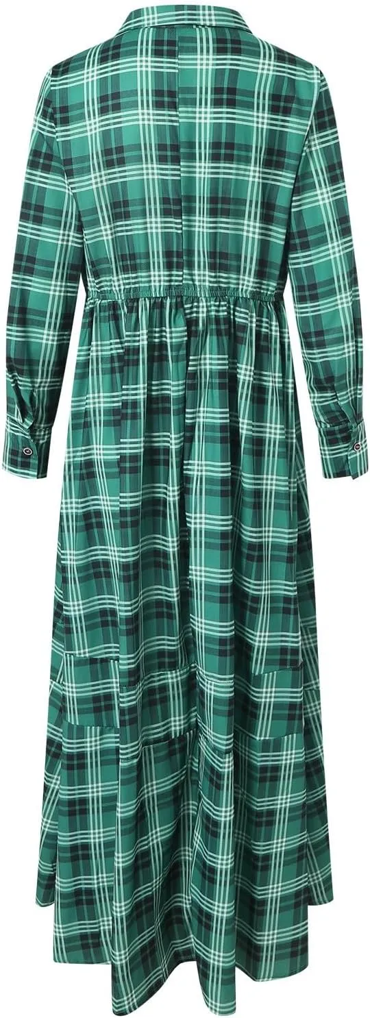 Women's Long Boho Dress Vintage Pastoral Flower V-Neck Western Dress Spring Casual Maxi Dress