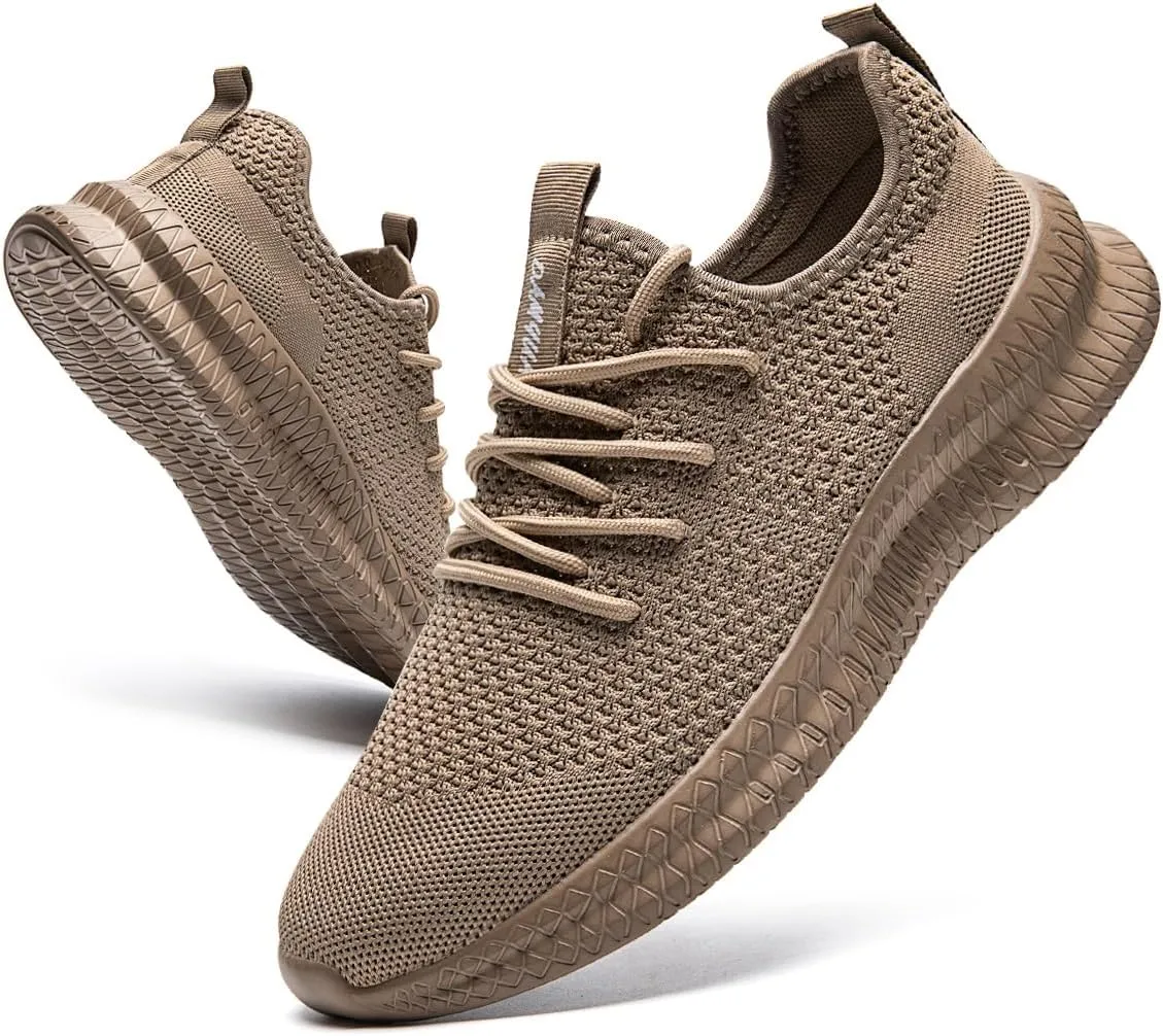 Womens Running Walking Shoes Tennis Slip On Fashion Sneakers Women Sport Workout Gym Shoes Womens Athletic Hiking Nurse Non Slip Lightweight Breathable Shoes Brown US Size 7.5