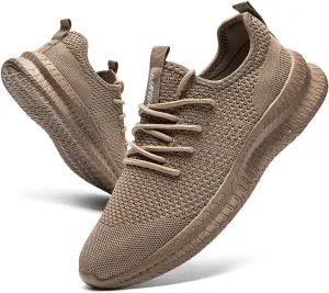 Womens Running Walking Shoes Tennis Slip On Fashion Sneakers Women Sport Workout Gym Shoes Womens Athletic Hiking Nurse Non Slip Lightweight Breathable Shoes Brown US Size 7.5