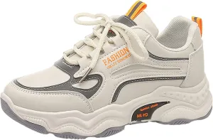 Women's Slip on Walking Shoes Comfy PU Leather Non Slip Arch Support Running Shoes Breathable Gym Workout Shoes Fashion Lace Up Sneakers
