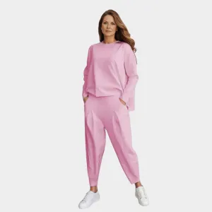 Women's Two-Piece Set Back Lace-Up Top Pocketed Pants Casual Spring Summer Outfit - Pink, Red, and More