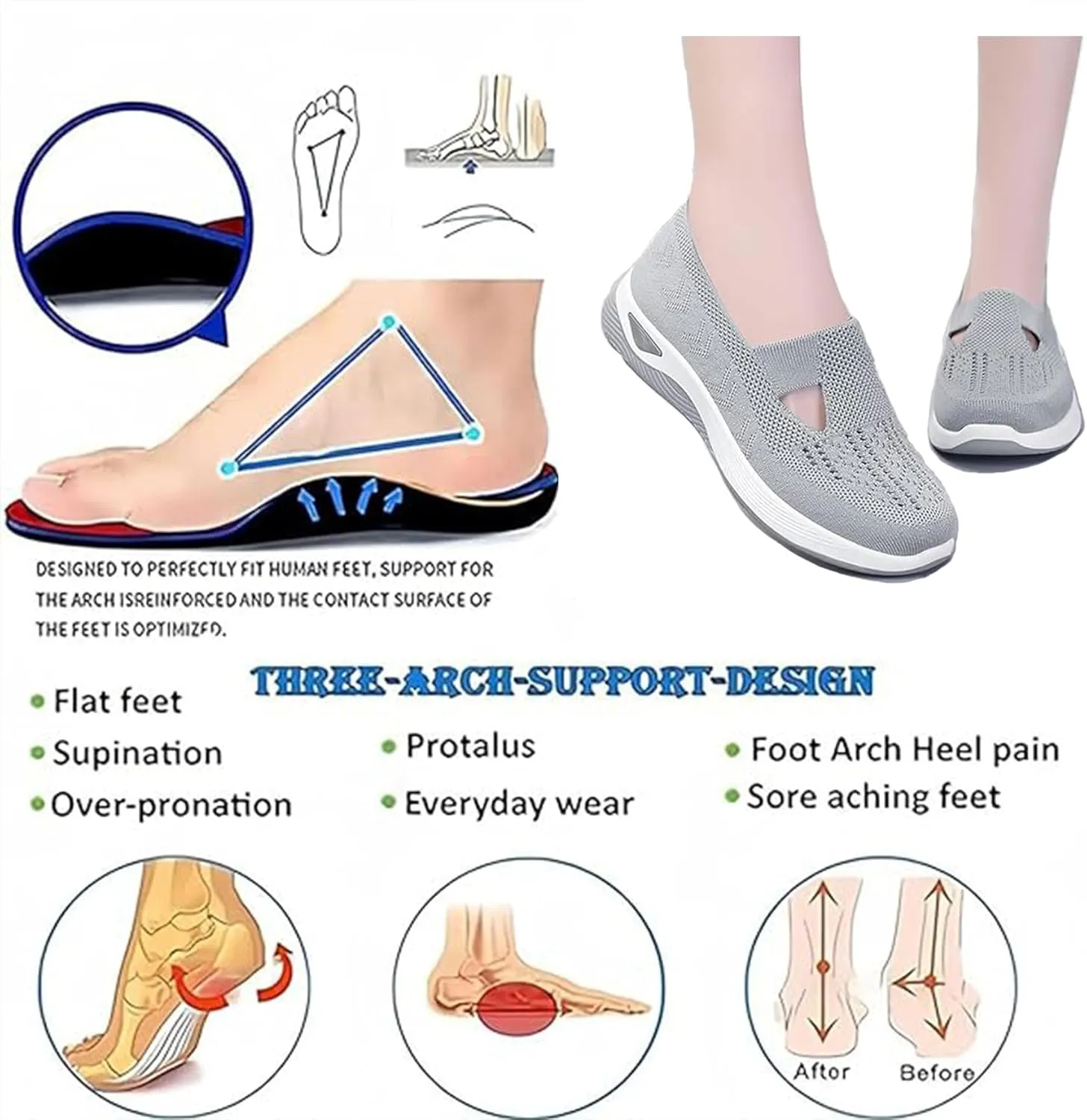 Women's Woven Breathable Soft Sole Shoes,Upgrade Orthopedic Shoes Go Walking Slip on Diabetic Foam Shoes Hands Free Slip in Sneakers Arch SupportDaily Commuting Shoes