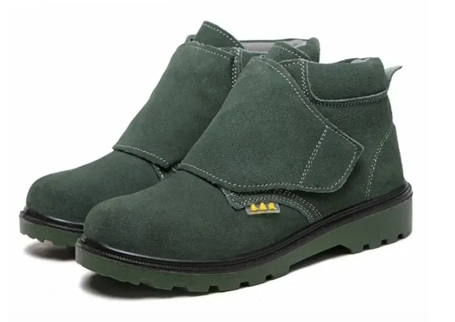 Work Safety Shoes for Men Steel Toe Cow Leather Slip-on Safety Boots Men Breathable Puncture-proof Outdoor Shoes