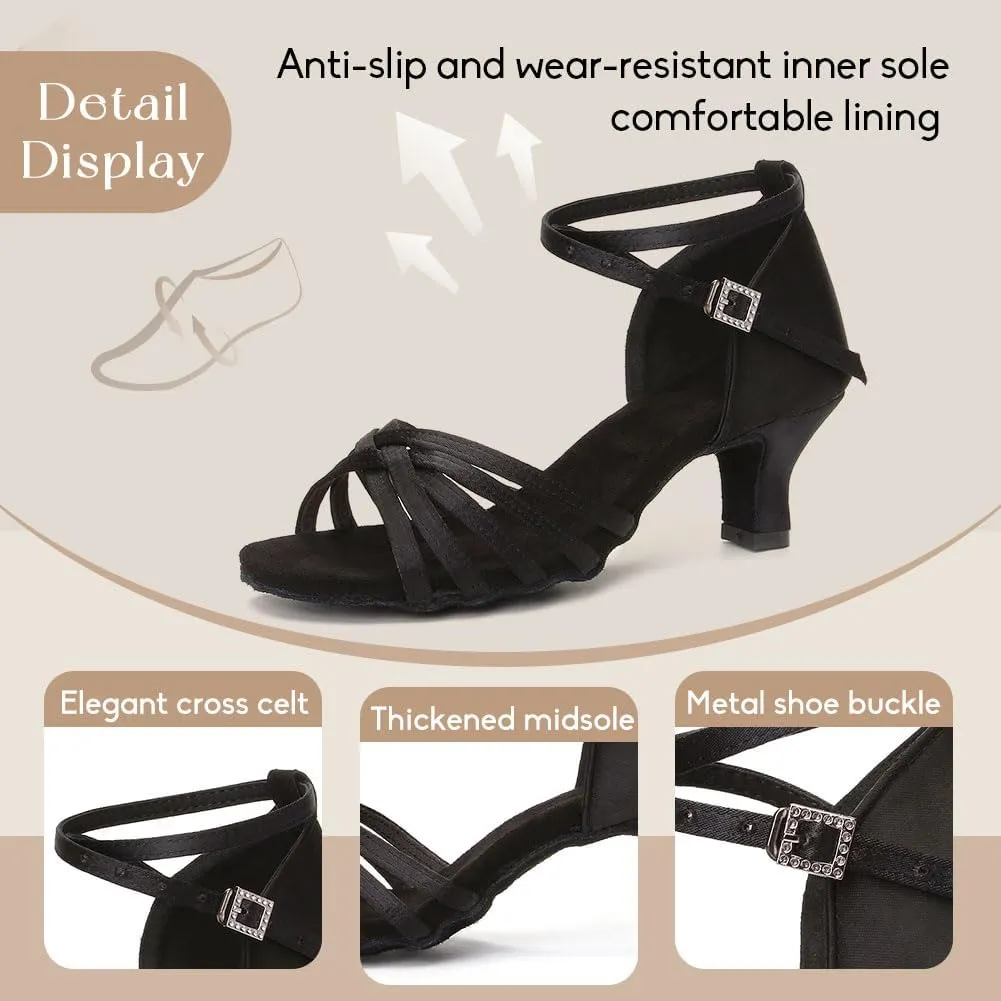 YKXLM Ballroom Latin Dance Shoes for Women Salsa Tango Practice Dancing Shoes 2 Inch Heel