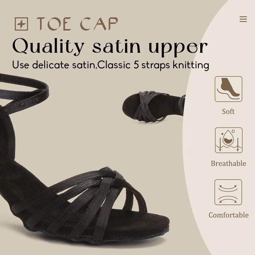 YKXLM Ballroom Latin Dance Shoes for Women Salsa Tango Practice Dancing Shoes 2 Inch Heel